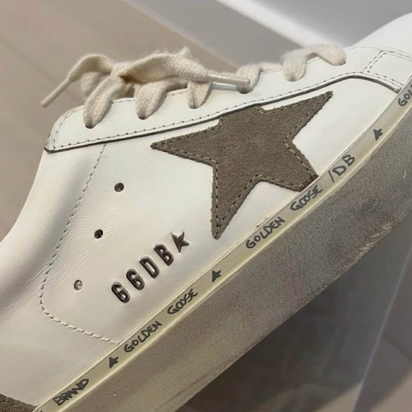 Golden Goose White and Gold Platform Sneakers - Picture 6 of 9